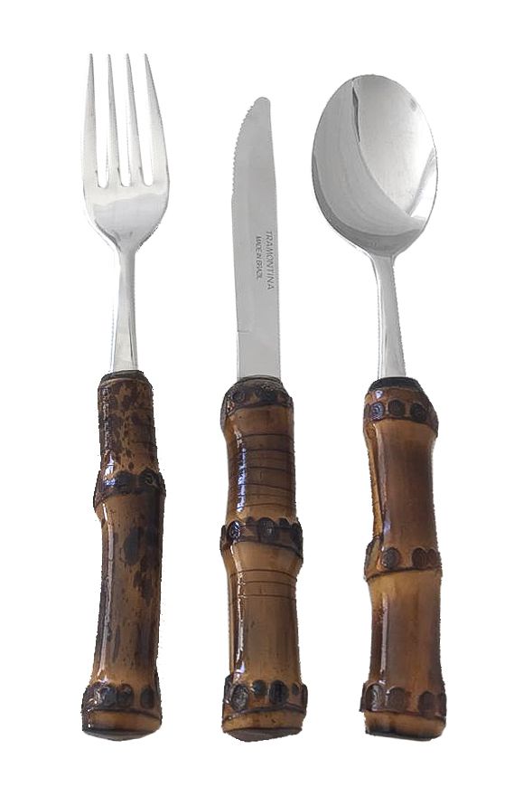 Faqueiro sobremesa bambu escuro 18 peças