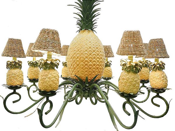 Lustre abacaxi com verde e cúpulas taboa Zanatta Casa