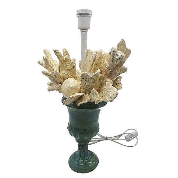 Base de abajur taça M acqua com corais clear Zanatta Casa