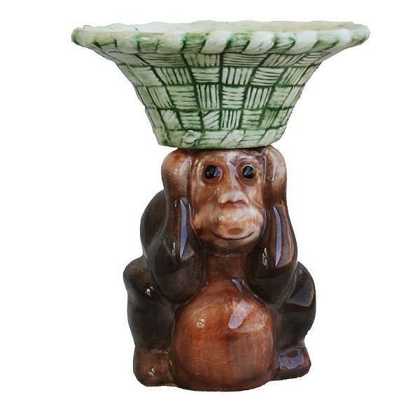 Macaco com cesta na cabeça (22 cm altura)