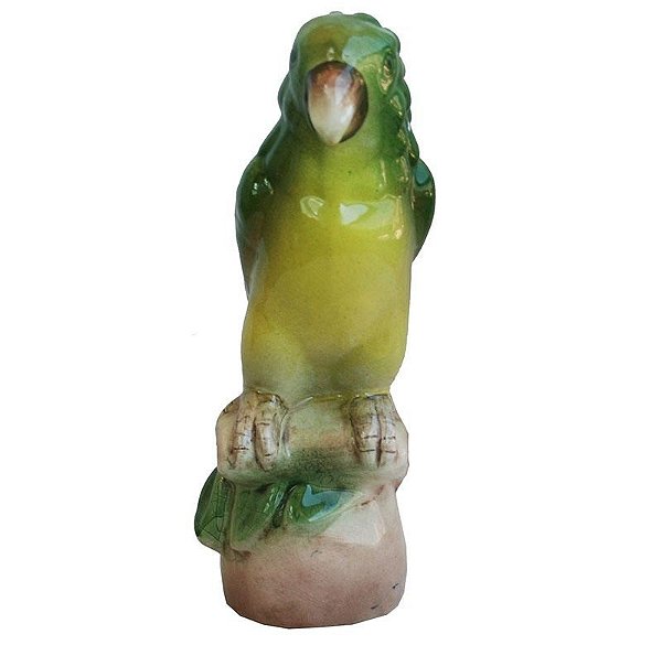 Papagaio de faiança pintado à mão (30 cm de altura)