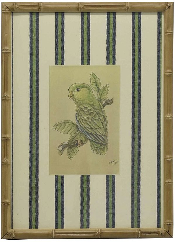 Quadro moldura bambu pássaro 5