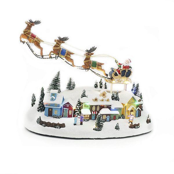 Papai noel com renas iluminado ac813