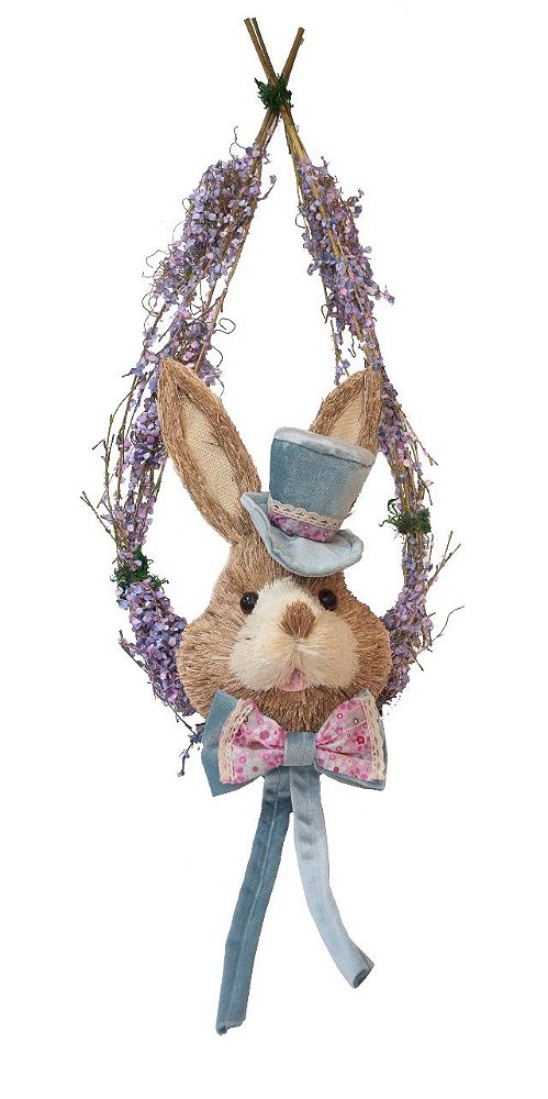 Guirlanda de Páscoa Hortênsias com Coelho Chapéu