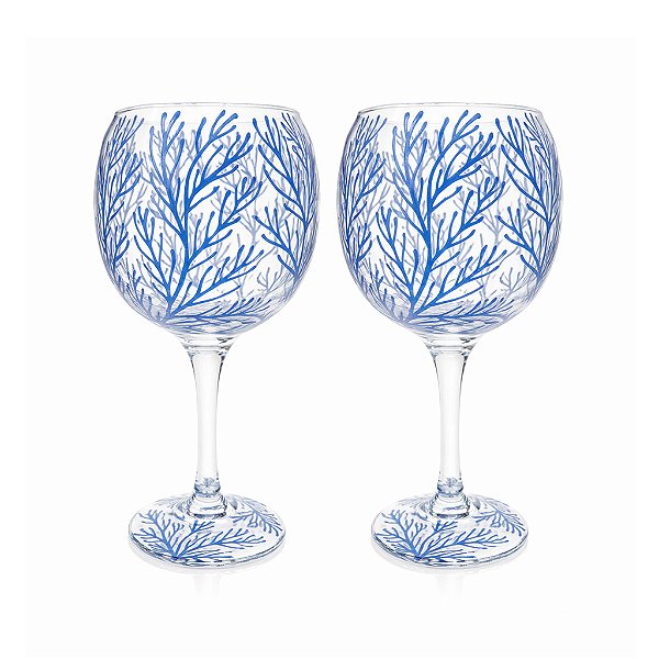 Taça gin coral azul (jogo 2)