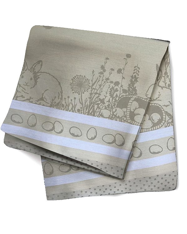 Toalha de páscoa adamascada beige 1,5 x 2,5m