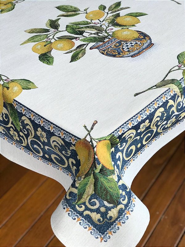 Toalha de mesa limão siciliano quadrada 1,40 x 1,40 m