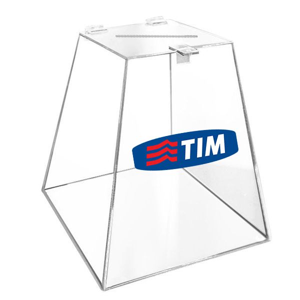 urna de acrilico 30 cm x 20 cm com adesivo frontal