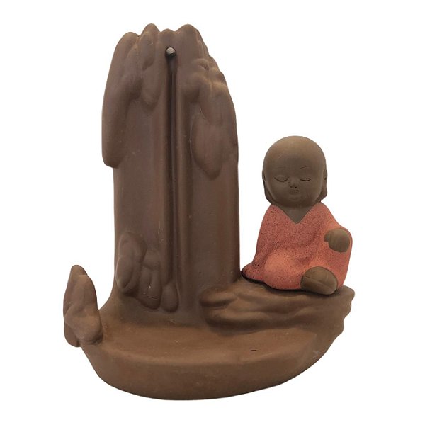 Incensário Cascata Buda Rosa 14cm