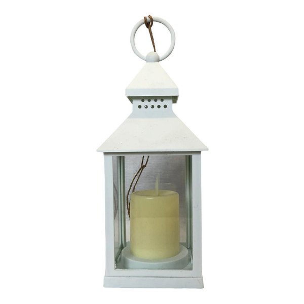 Lanterna Branca com Vela Decorativa