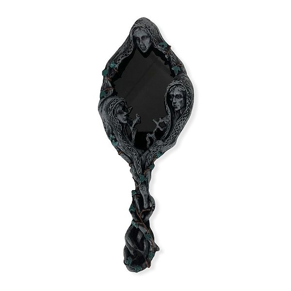 Espelho Negro de Mão Deusa Tríplice