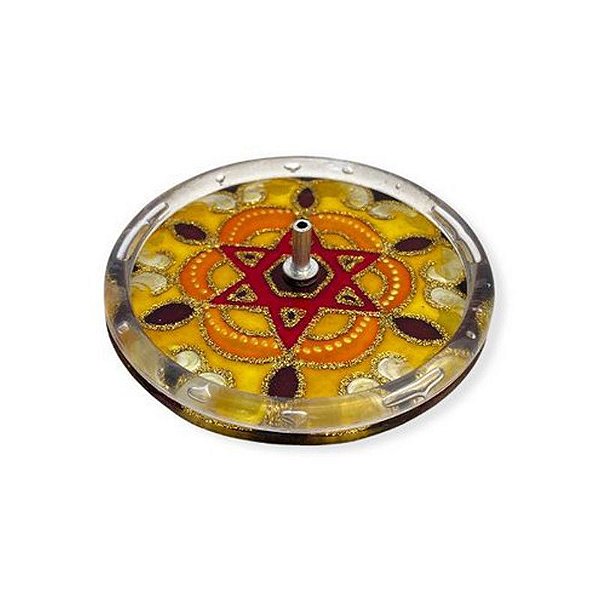 Incensário Mandala Estrela de Davi Amarela