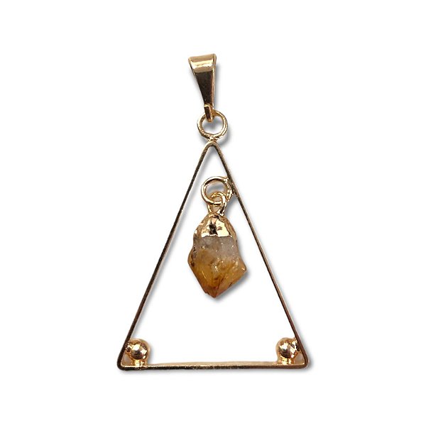 Pingente Triângulo com Citrino Dourado