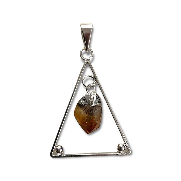 Pingente Triângulo com Citrino Prateado