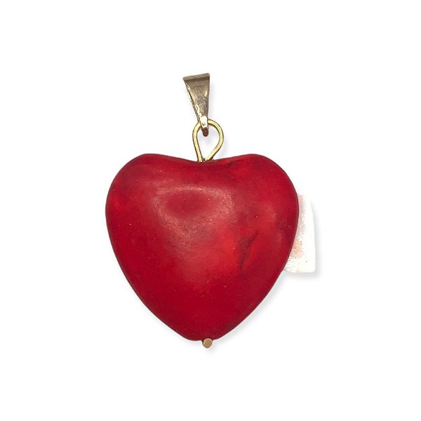 Pingente coração coral dourado