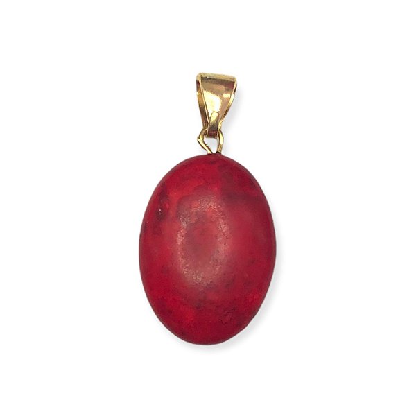 Pingente oval coral dourado
