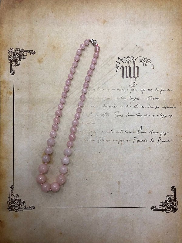 Colar Quartzo Rosa Bolinha