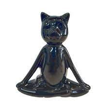 Gato Yoga Preto Porcelana
