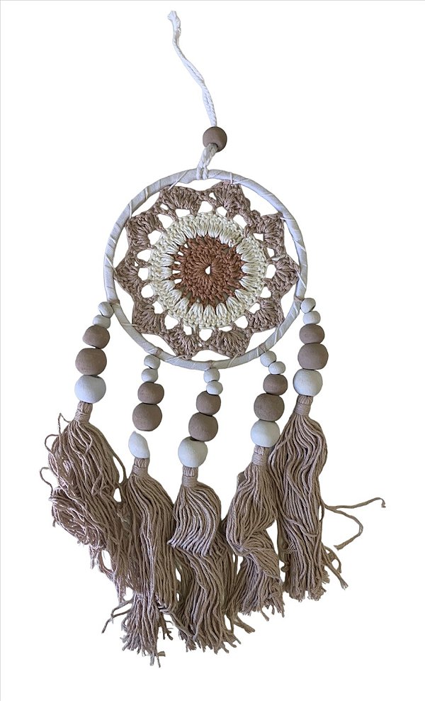 Mandala de Crochê Bege