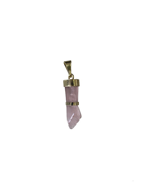 Pingente Figa de Quartzo Rosa Dourado P