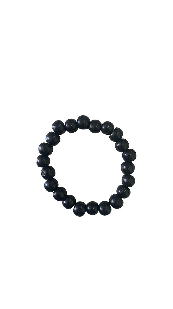 Pulseira Madeira Bolinha Preta