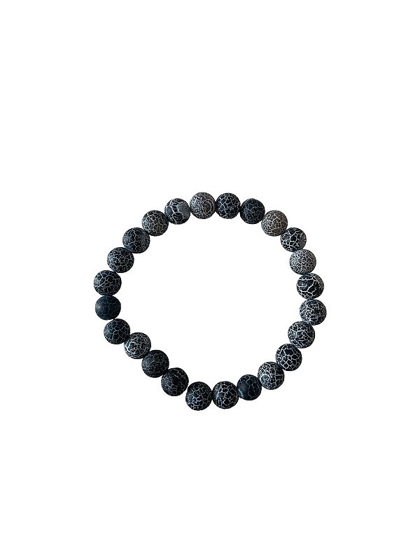 Pulseira Bolinha Ágata Azul Craquelada