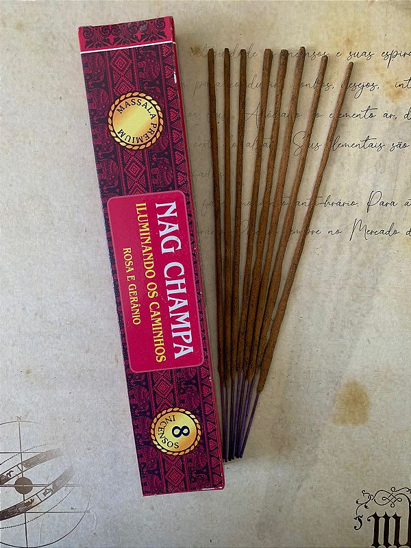 Incenso Nag Champa Rosa e Gerânio Massala