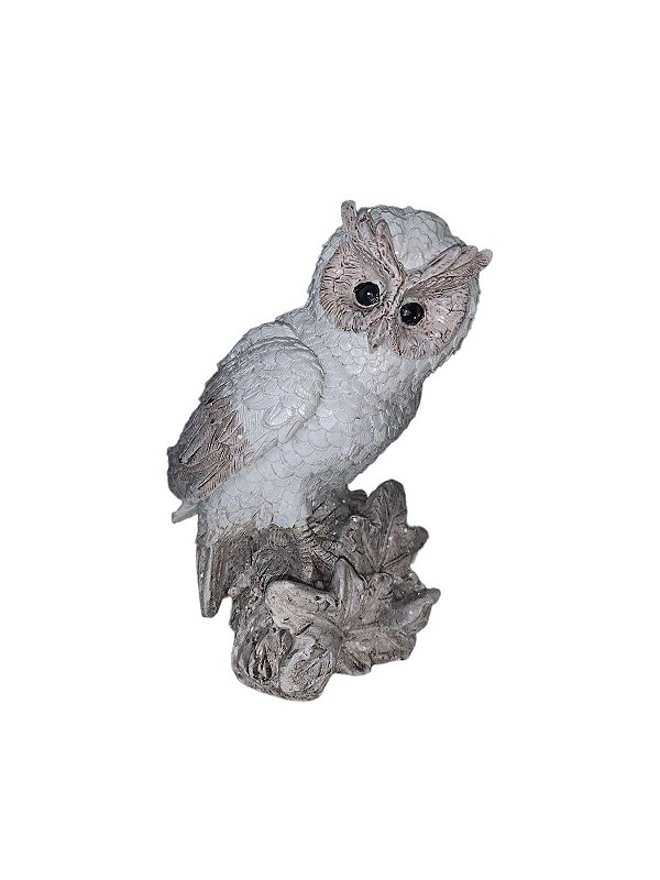 Coruja Branca com Brilho 14,5cm