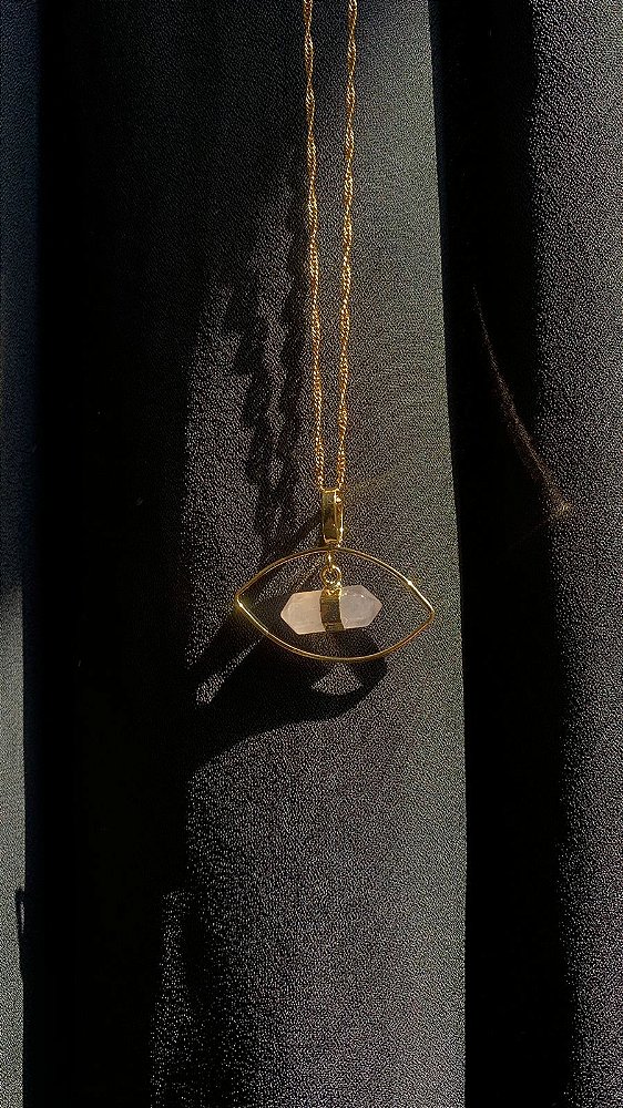 Pingente Olho C/ Quartzo Rosa