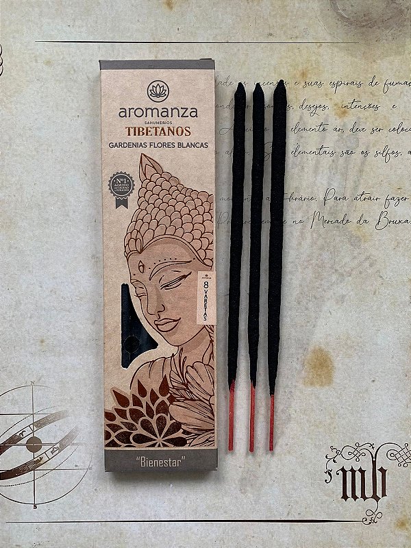 Incenso Tibetano Aromanza -Bem Estar Gardenias Flores Blancas