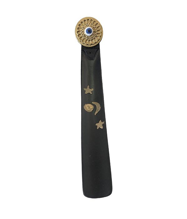 Incensário Régua Olho Grego - Preto e Dourado