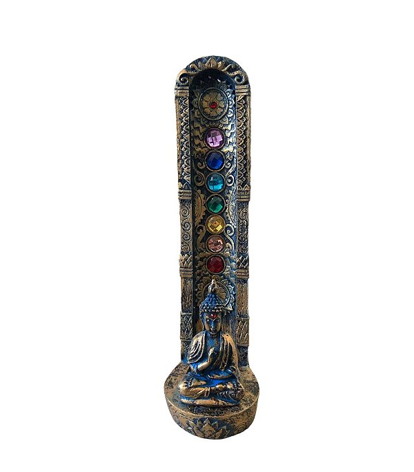 Incensário Buda Chakras - Dourado c/ Azul