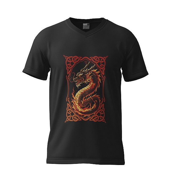 Camiseta Preta Dragão do Fogo