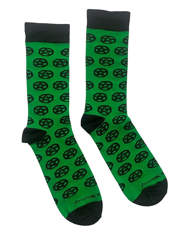 Meia 3/4 Verde c/ Pentagrama Preto