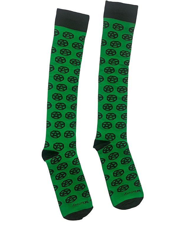 Meia 5/8 Verde c/ Pentagrama Preto