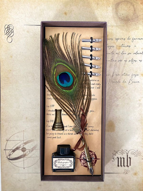 Kit Caneta Pena Pavão