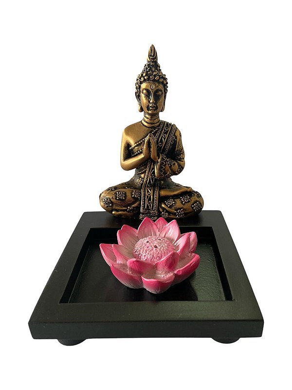 Incensário Buda c/ FLor de Lótus Resina G