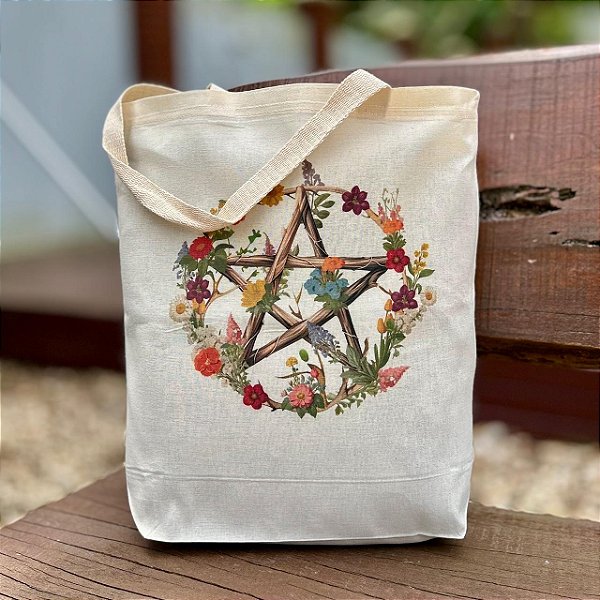 Sacola Ecobag Pentagrama Floral