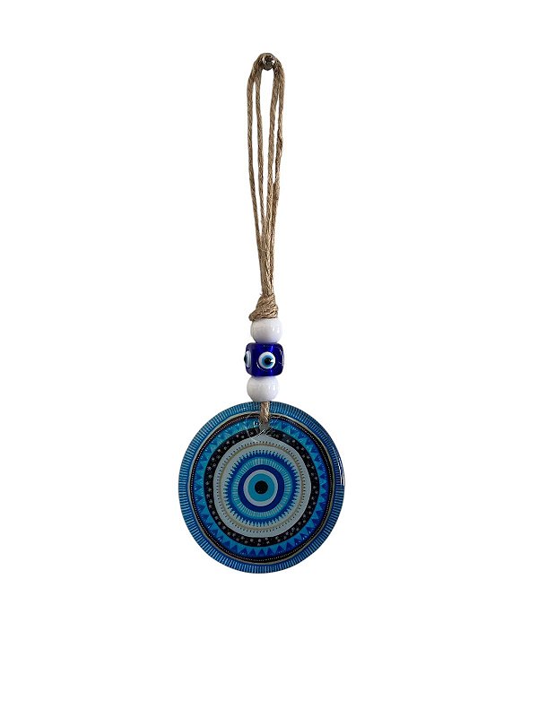 Amuleto Olho Grego c/ Corda de Vidro
