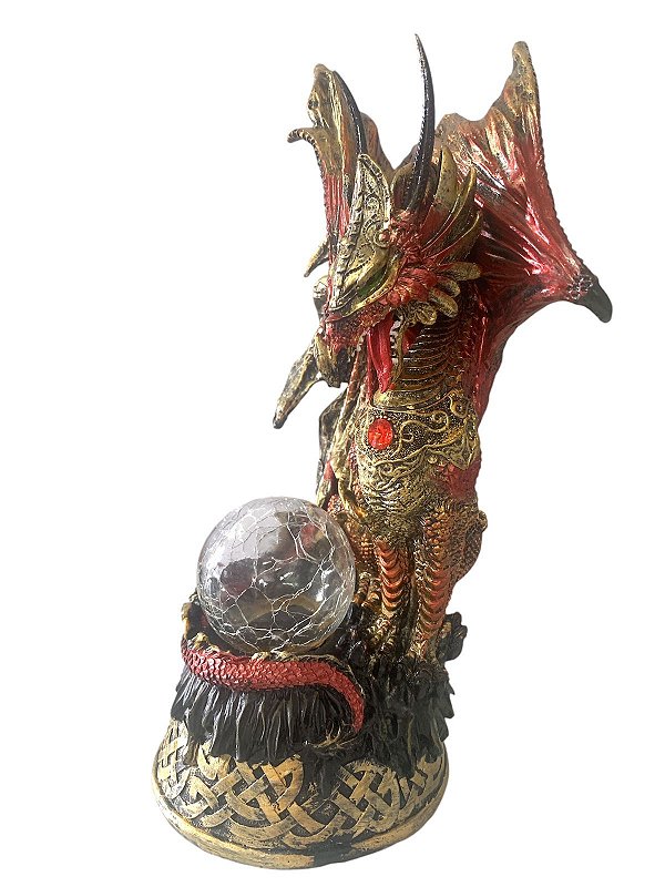 Luminária Dragão Vermelho c/ Bola 28cm
