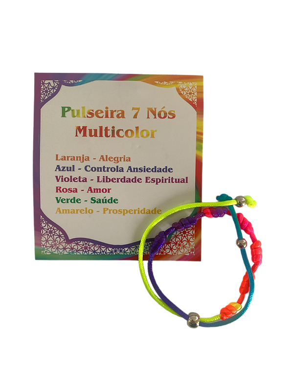 Pulseira Kabbalah 7 Nós Multicolor