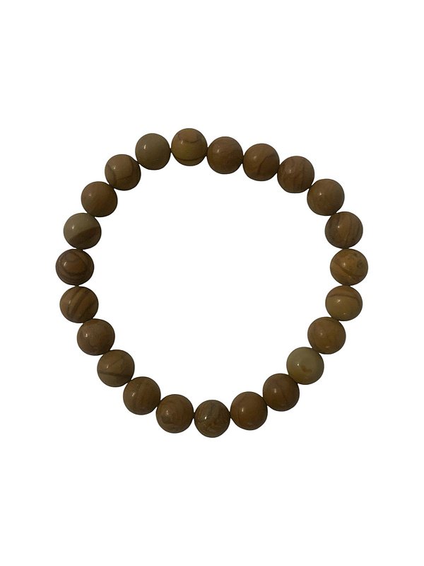 Pulseira Bolinha Jaspe Madeira