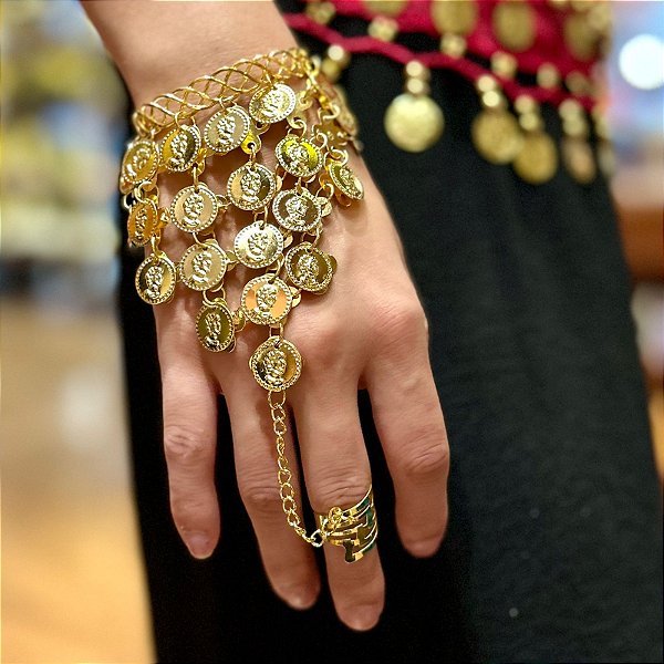 Bracelete Cigano com Moedas Douradas