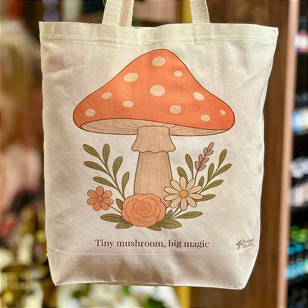 Sacola Ecobag Cogumelo Tiny Mushroom Jardim das Fadas