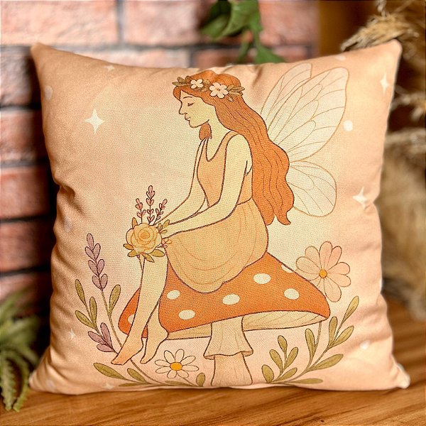 Capa Almofada Fada com Buquê – Jardim das Fadas