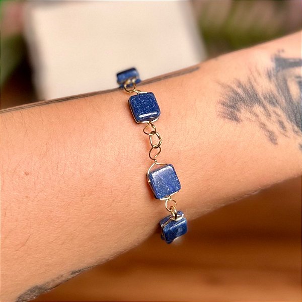 Pulseira de Quartzo Azul Quadrada