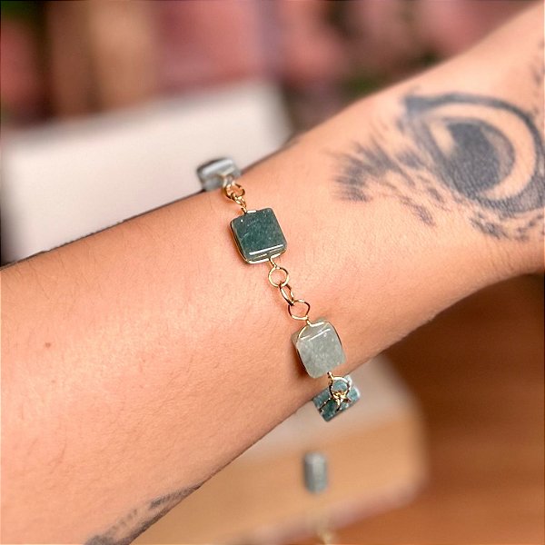 Pulseira Quartzo Verde Quadrada