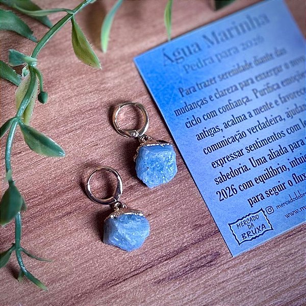 Brinco Água-Marinha Dourado