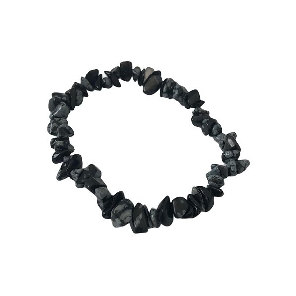 Pulseira Cascalho Obsidiana Floco de Neve