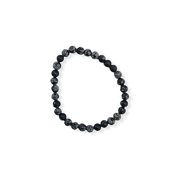 Pulseira Bolinha Obsidiana Floco de Neve